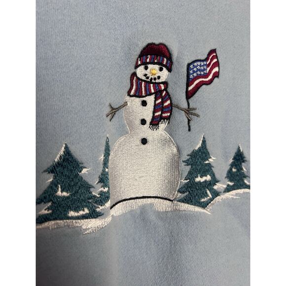 Classic Elements Light Blue Long Sleeve Pullover Sweatshirt Size XL Snowman USA - Picture 2 of 8